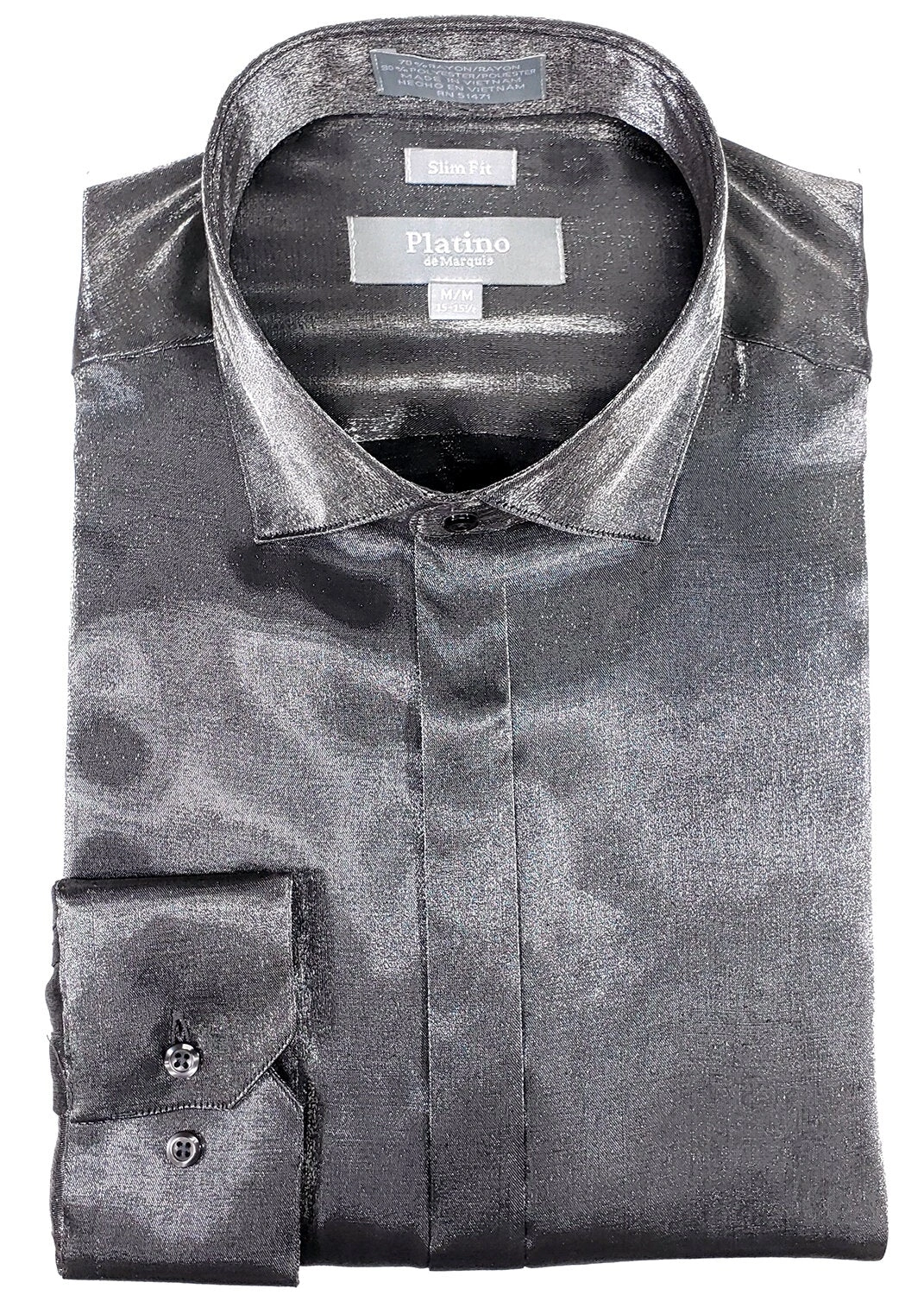 Léine Satin I Platino Slim Fit Liath Gualach, 20101SL, Chic & Éasca, Faisean Nua-Aimseartha.